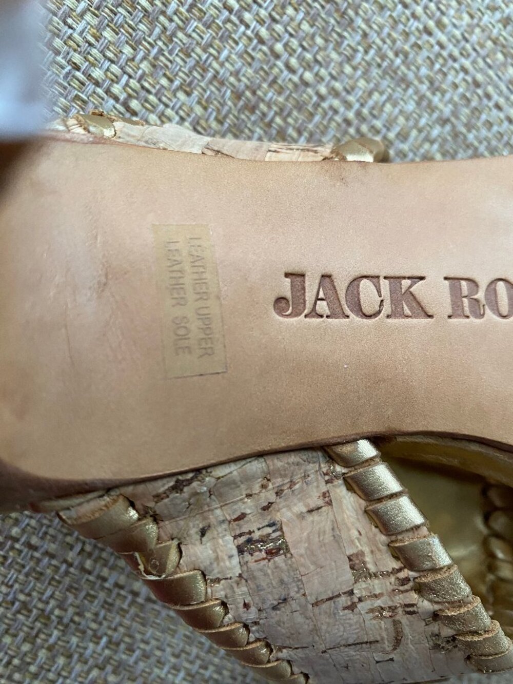 Jack Rogers Gold Cork Heel Sandals Size 8 - Picture 8 of 14